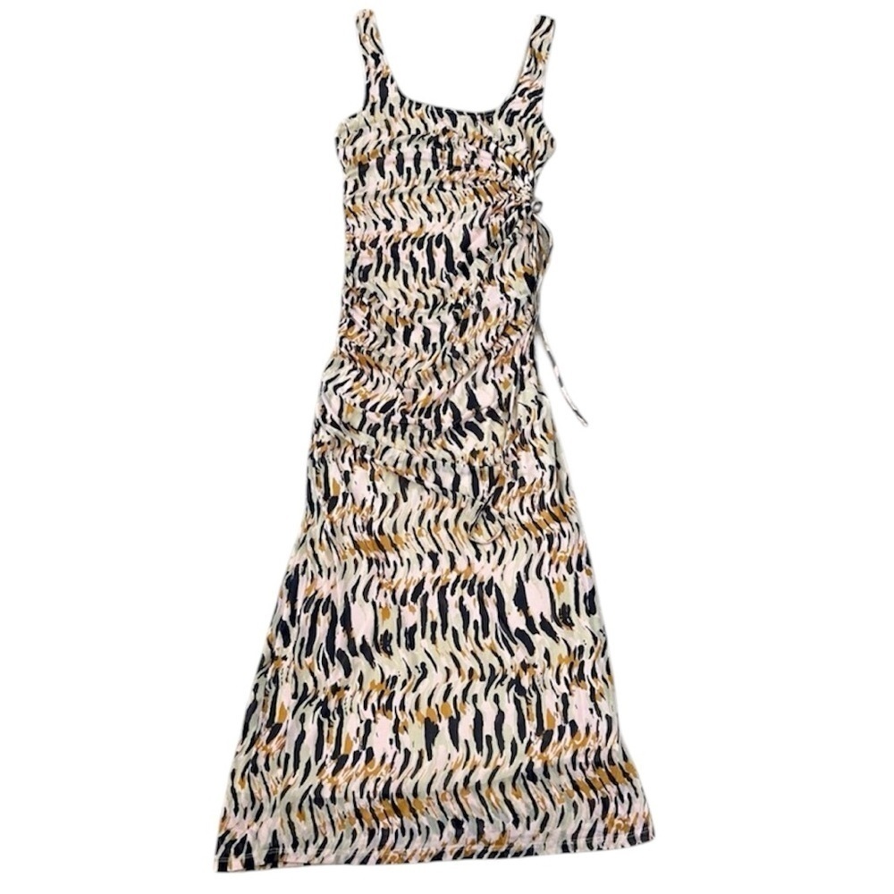 House of Harlow 1960 Cut Out Mesh Maxi Dress Small Pink Black Animal Print
